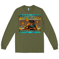 Army Green Rottweiler with western background Long Sleeve Tee - Artiststas