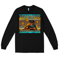 Black Rottweiler with western background Long Sleeve Tee - Artiststas