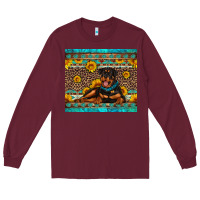 Burgundy Rottweiler with western background Long Sleeve Tee - Artiststas