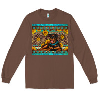Chestnut Rottweiler with western background Long Sleeve Tee - Artiststas
