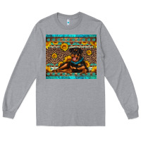 Heather Grey Rottweiler with western background Long Sleeve Tee - Artiststas