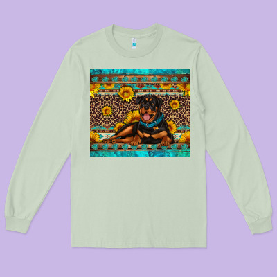 Rottweiler With Western Background Long Sleeve Tee Designed By Artiststas