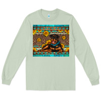 Matcha Rottweiler with western background Long Sleeve Tee - Artiststas