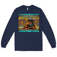 Navy Rottweiler with western background Long Sleeve Tee - Artiststas