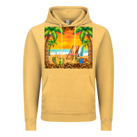 Vintage Mustard sunset beach Vintage Hoodie - BarkalooDesign