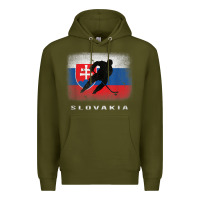 Army Green Slovakia Ice Hockey Slovak Flag Premium Hoodie - InspiraDesign