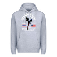 Heather Grey thailand american flag muay thai boxing train hard repeat t shirt Premium Hoodie - InspiraDesign