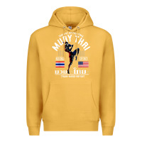 Mustard thailand american flag muay thai boxing train hard repeat t shirt Premium Hoodie - InspiraDesign