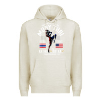 Oatmeal Heather thailand american flag muay thai boxing train hard repeat t shirt Premium Hoodie - InspiraDesign