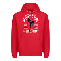 Red thailand american flag muay thai boxing train hard repeat t shirt Premium Hoodie - InspiraDesign