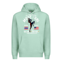 Seafoam thailand american flag muay thai boxing train hard repeat t shirt Premium Hoodie - InspiraDesign