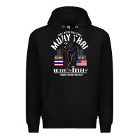 Black thailand american flag muay thai boxing train hard repeat t shirt Premium Hoodie - InspiraDesign