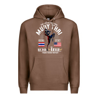 Chestnut thailand american flag muay thai boxing train hard repeat t shirt Premium Hoodie - InspiraDesign