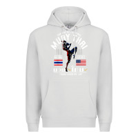 Dove Grey thailand american flag muay thai boxing train hard repeat t shirt Premium Hoodie - InspiraDesign