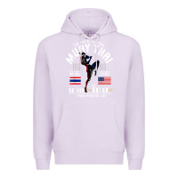 Lilac thailand american flag muay thai boxing train hard repeat t shirt Premium Hoodie - InspiraDesign