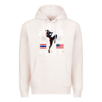Pale Pink thailand american flag muay thai boxing train hard repeat t shirt Premium Hoodie - InspiraDesign