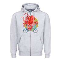 Heather Grey Cycling octopus Zipper Hoodie - Bettercallsaul