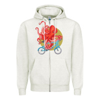 Oatmeal Heather Cycling octopus Zipper Hoodie - Bettercallsaul