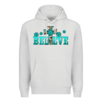 Dove Grey western turquoise's gemstones cross believe Premium Hoodie - BarkalooDesign