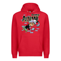 Red Danny Phantom Coming Through Brick Wall Premium Hoodie - InspiraDesign