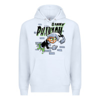 White Danny Phantom Coming Through Brick Wall Premium Hoodie - InspiraDesign