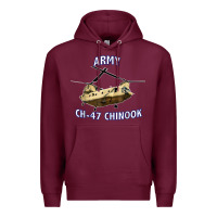 Burgundy ARMY CH-47 CHINOOK HELICOPTER Premium Hoodie - InspiraDesign