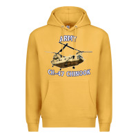 Mustard ARMY CH-47 CHINOOK HELICOPTER Premium Hoodie - InspiraDesign