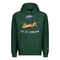 Sports Green ARMY CH-47 CHINOOK HELICOPTER Premium Hoodie - InspiraDesign