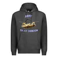 Charcoal Heather ARMY CH-47 CHINOOK HELICOPTER Premium Hoodie - InspiraDesign