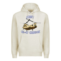Oatmeal Heather ARMY CH-47 CHINOOK HELICOPTER Premium Hoodie - InspiraDesign
