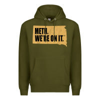 Army Green mens meth we're on it south dakota anti drugs campaign vintage t shirt Premium Hoodie - ArtChic