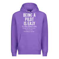 Purple Funny Pilot Gift Being A Pilot Is Easy Premium Hoodie - ArtChic