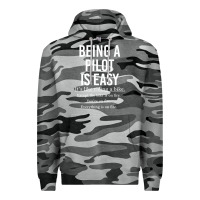 Slate Camo Funny Pilot Gift Being A Pilot Is Easy Premium Hoodie - ArtChic