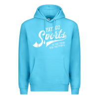 Ocean Blue Yay Go Sports Vintage Funny Sports Premium Hoodie - ArtChic
