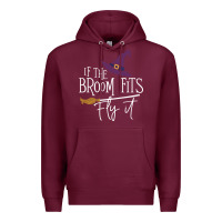 Burgundy if the broom fit fly it Premium Hoodie - ArtChic