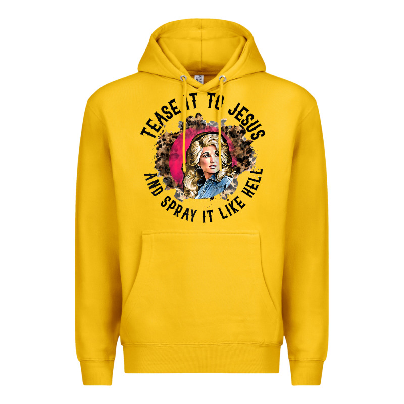 Tease It To Jesus And Spray It Like Hell Leopard Western Raglan Baseba Premium Hoodie by ArtChic | Teevron