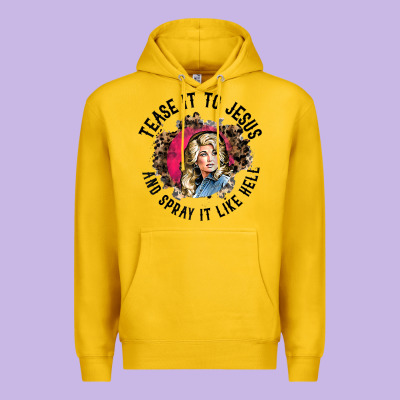 Tease It To Jesus And Spray It Like Hell Leopard Western Raglan Baseba Premium Hoodie Designed By Artchic