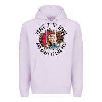 Lilac tease it to jesus and spray it like hell leopard western raglan baseba Premium Hoodie - ArtChic