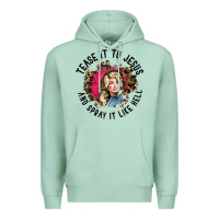 Seafoam tease it to jesus and spray it like hell leopard western raglan baseba Premium Hoodie - ArtChic