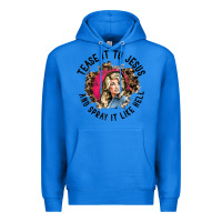 True Royal tease it to jesus and spray it like hell leopard western raglan baseba Premium Hoodie - ArtChic