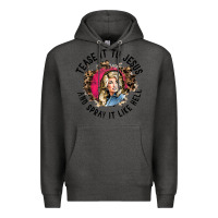 Charcoal Heather tease it to jesus and spray it like hell leopard western raglan baseba Premium Hoodie - ArtChic