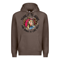 Coffee tease it to jesus and spray it like hell leopard western raglan baseba Premium Hoodie - ArtChic