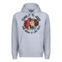 Heather Grey tease it to jesus and spray it like hell leopard western raglan baseba Premium Hoodie - ArtChic