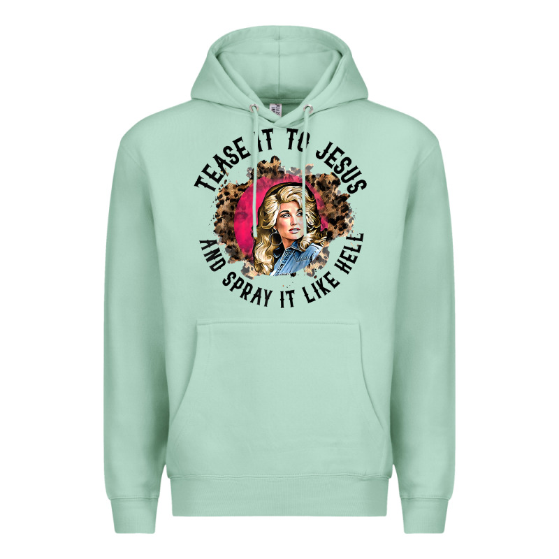 Tease It To Jesus And Spray It Like Hell Leopard Western Raglan Baseba Premium Hoodie by ArtChic | Teevron