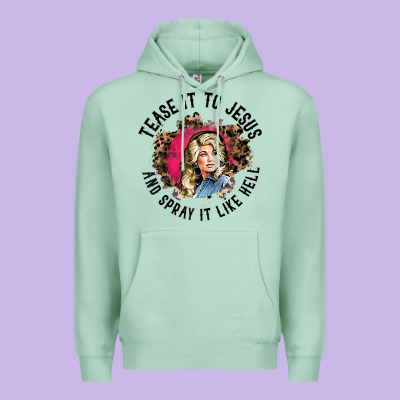 Tease It To Jesus And Spray It Like Hell Leopard Western Raglan Baseba Premium Hoodie Designed By Artchic