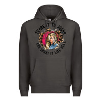 Smoke tease it to jesus and spray it like hell leopard western raglan baseba Premium Hoodie - ArtChic