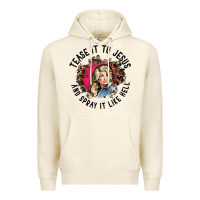Tofu tease it to jesus and spray it like hell leopard western raglan baseba Premium Hoodie - ArtChic