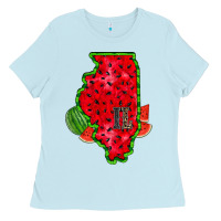 Baby Blue illinois watermelon Ladies Tee - RacoonDesign