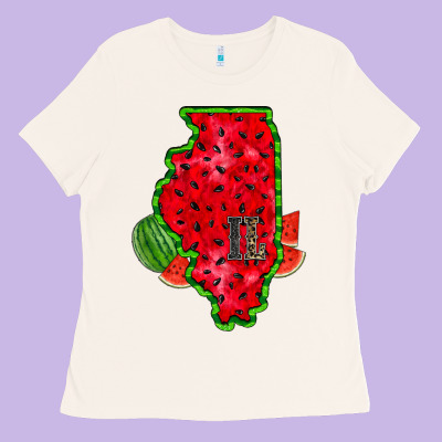 Illinois Watermelon Ladies Tee Designed By Racoondesign