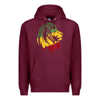 Burgundy Lion of Judah Reggae, Rasta, Ethiopia Jamaican Roots Premium Hoodie - ArtChic
